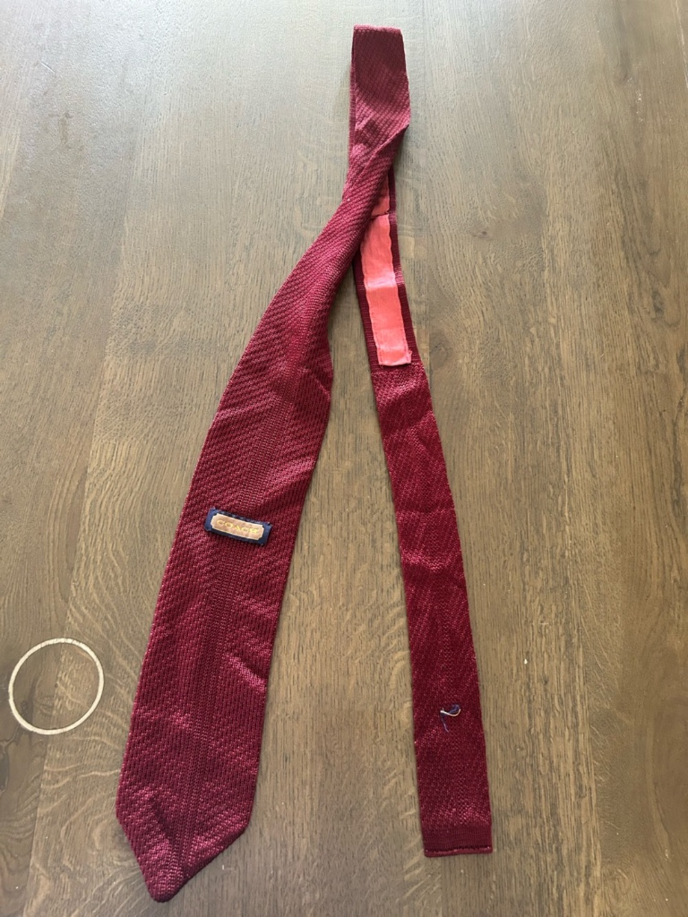 Coach men’s knit maroon wine necktie tie - Picture 6 of 9